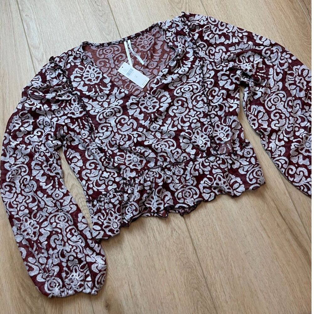 Anthropologie Burgundy Metallic Brocade Top – My Anthropologie – Size M